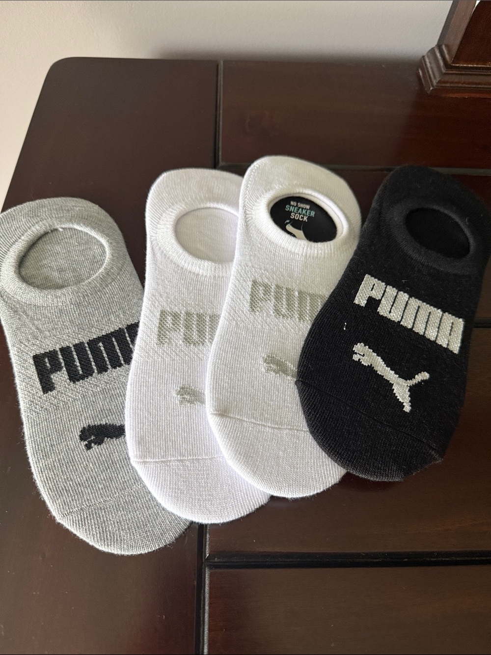 Puma No-Show Sneaker Socks - Black, White, Gray - 4-Pack
